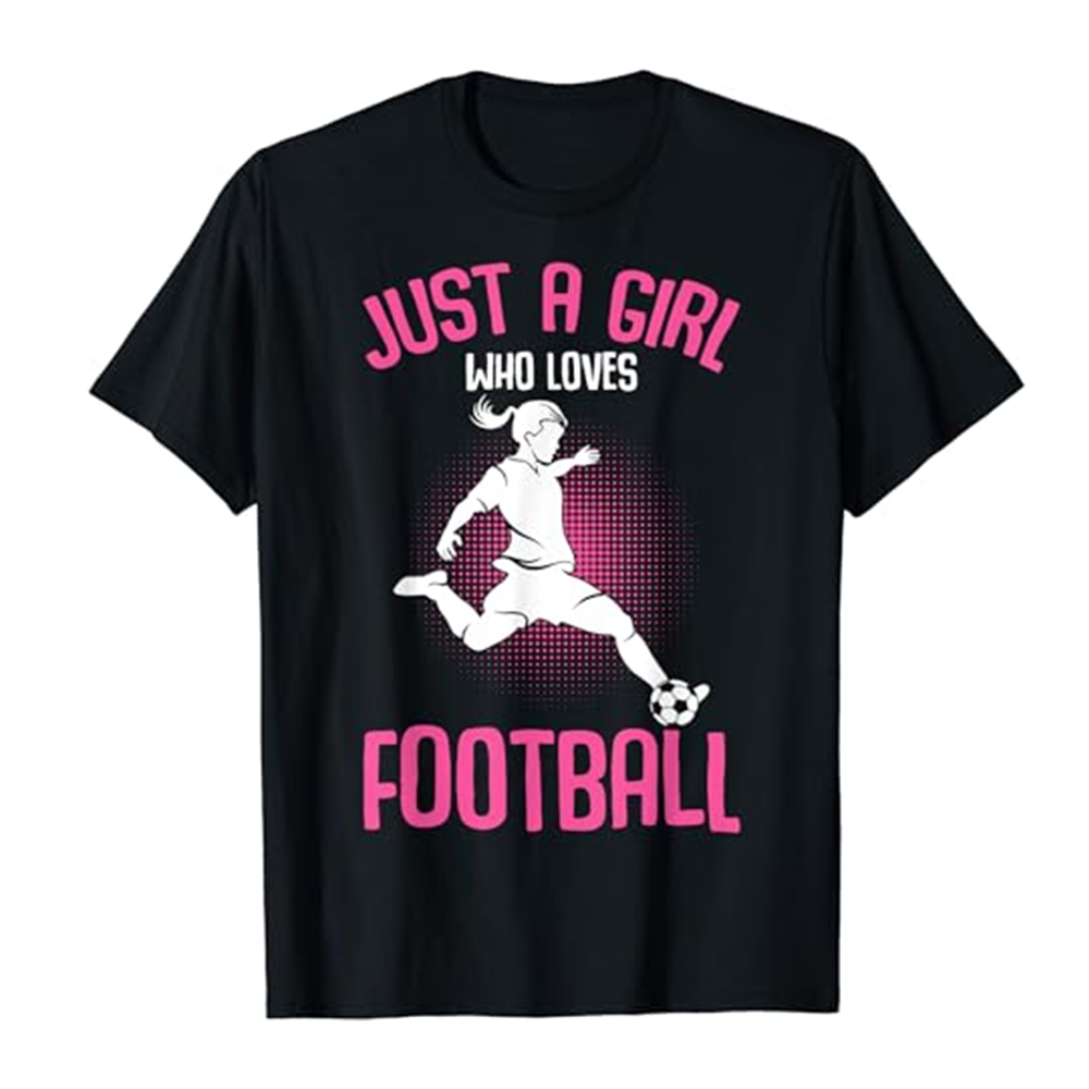 Adult Unisex Just A Girl Who Loves Football Black T-shirt Costume