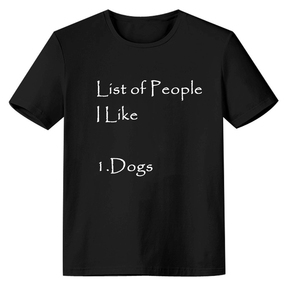Adult Unisex List Of People I Like Only Dogs Pet Lover Black T-shirt Costume
