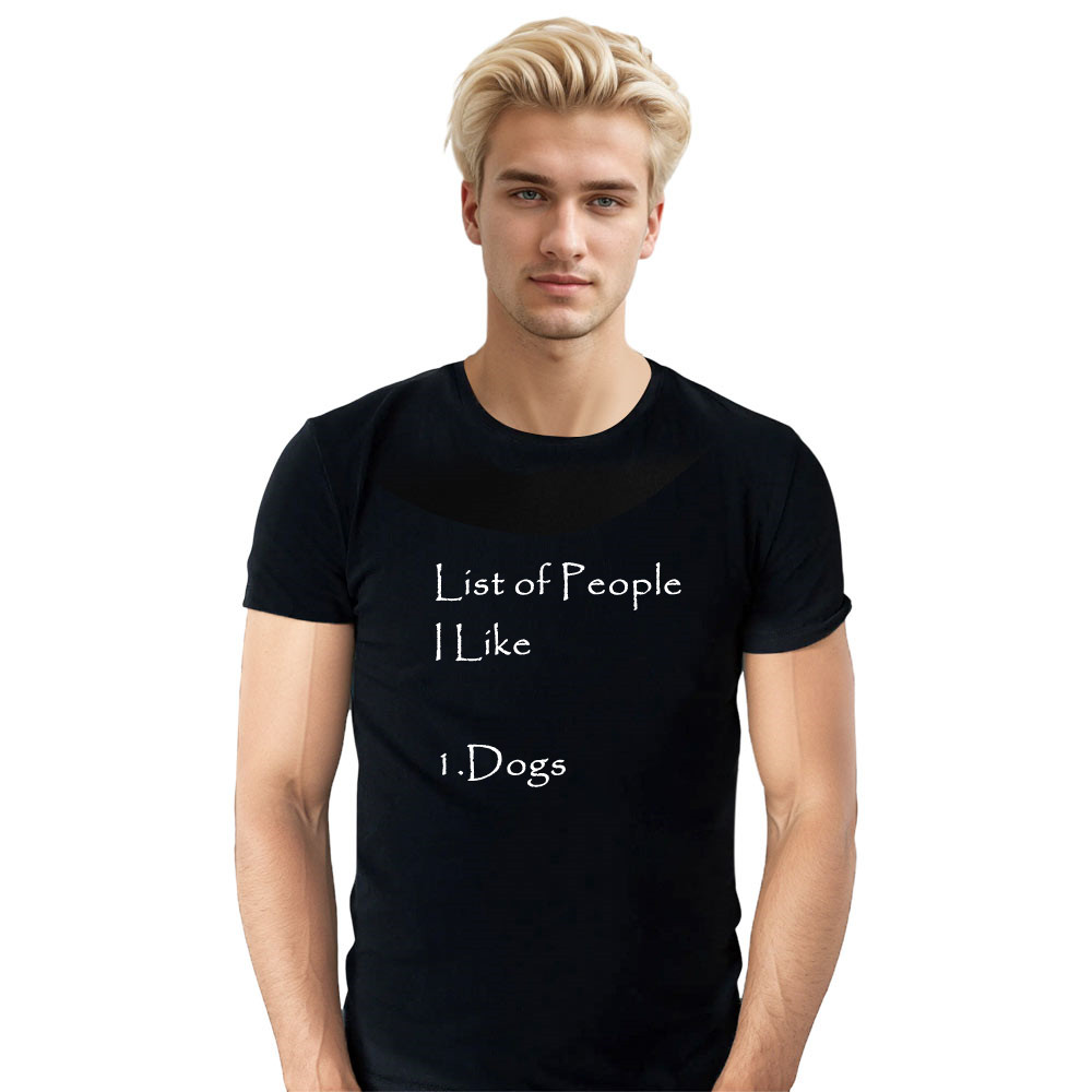 Adult Unisex List Of People I Like Only Dogs Pet Lover Black T-shirt Costume