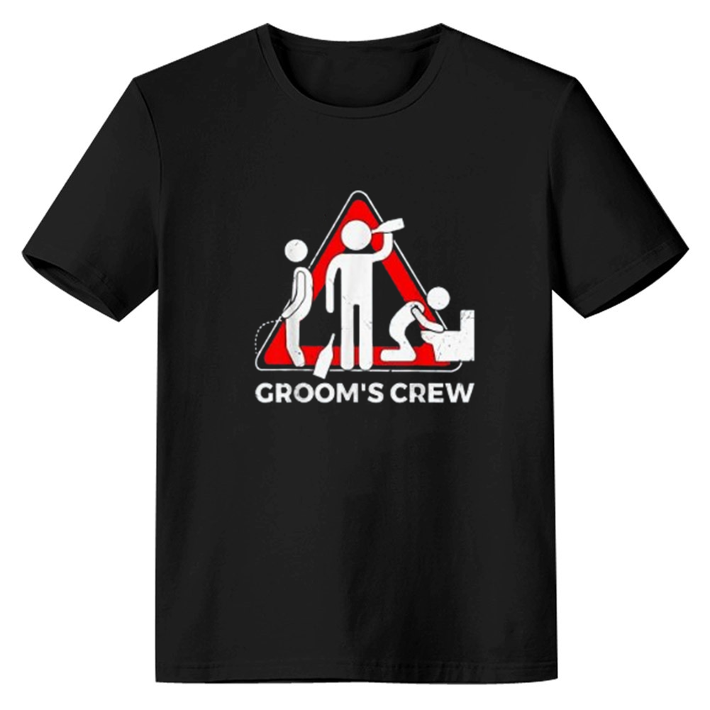 Adult Unisex Groom's Crew  Bachelor Party Funny Black T-shirt Costume