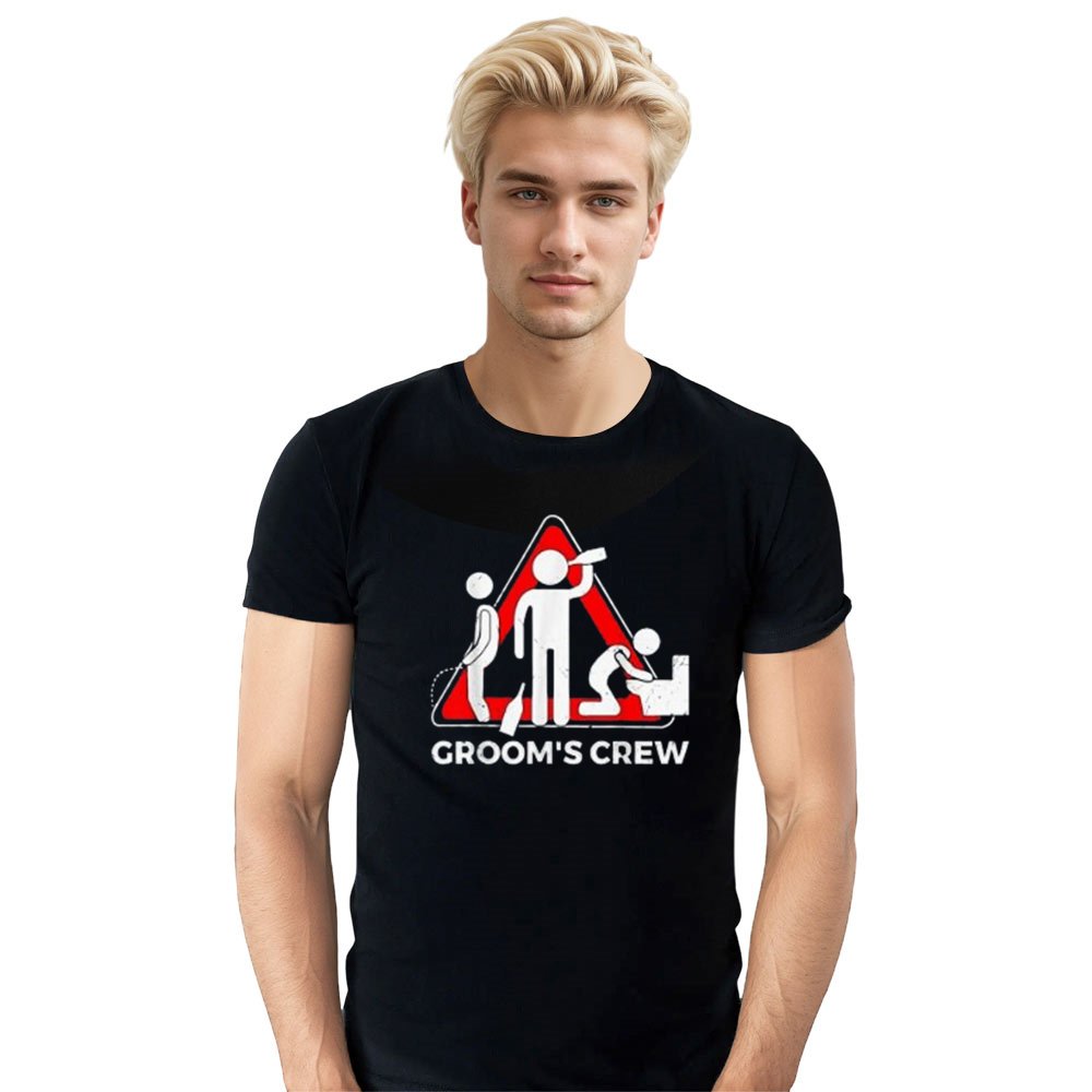 Adult Unisex Groom's Crew  Bachelor Party Funny Black T-shirt Costume