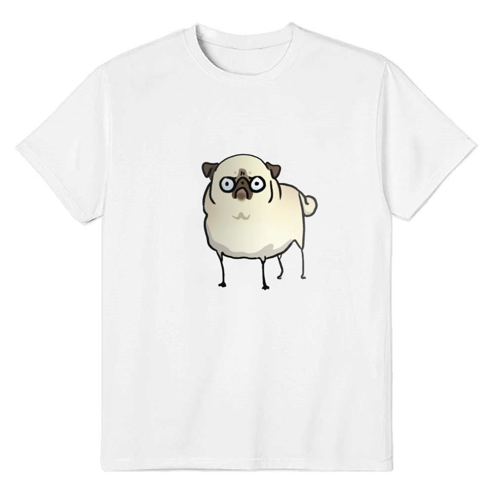 Adult Unisex Angry Pug Dog Pet Lover White T-shirt