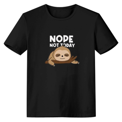 Adult Unisex Nope Not Today Sloth Wild Animals Black T-shirt Costume