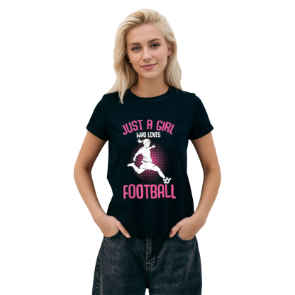 Adult Unisex Just A Girl Who Loves Football Black T-shirt Costume