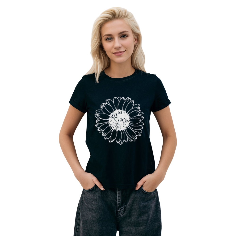 Adult Unisex Summer Sunflower Flower Nature Lover Black T-shirt Costume