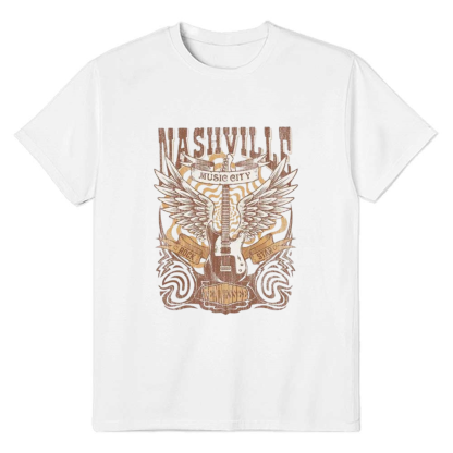 Adult Women Guitar Summer Short Sleeve Tee White T-shirt Costume