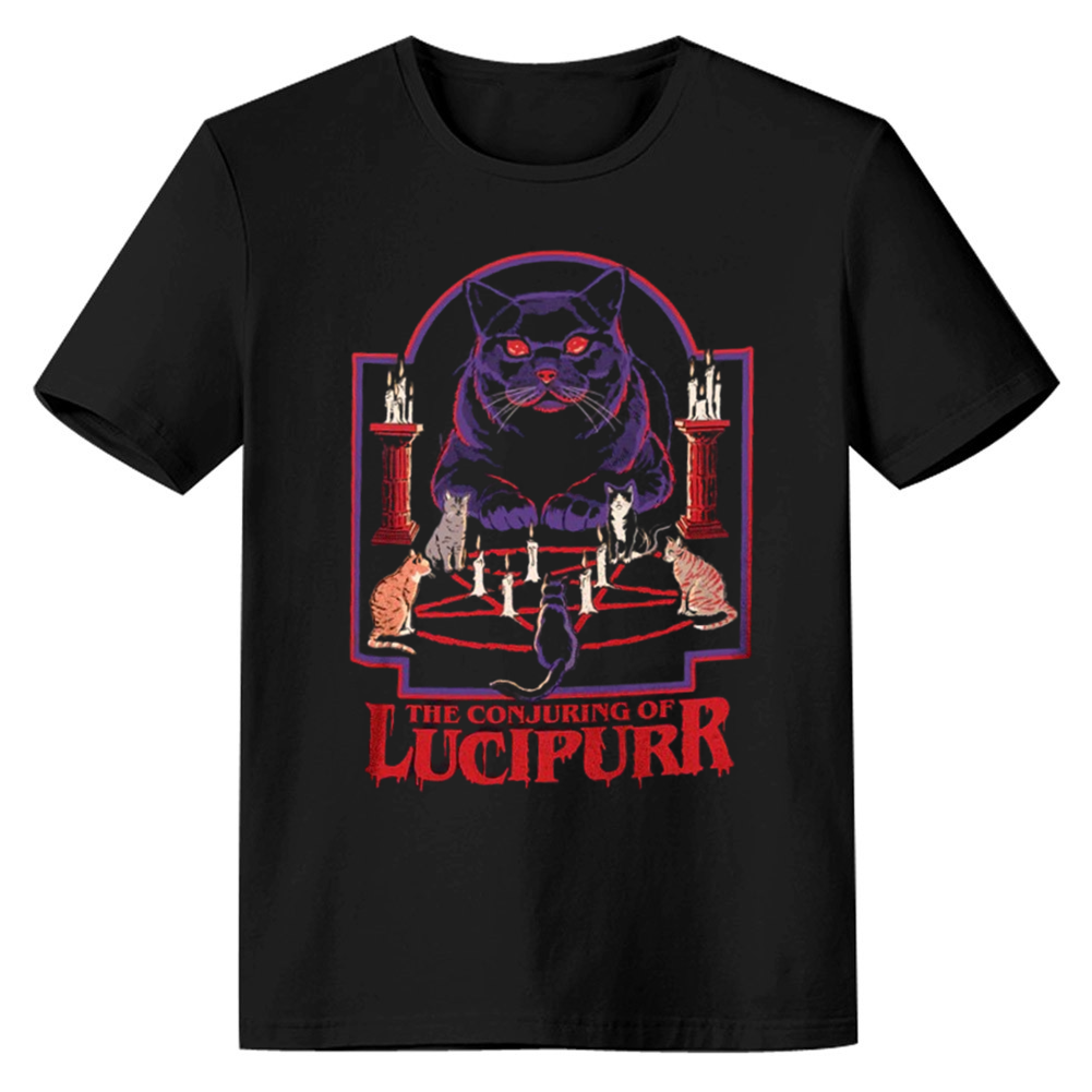 Adult Unisex Horror Cat Pet Lover Halloween Black T-shirt Costume