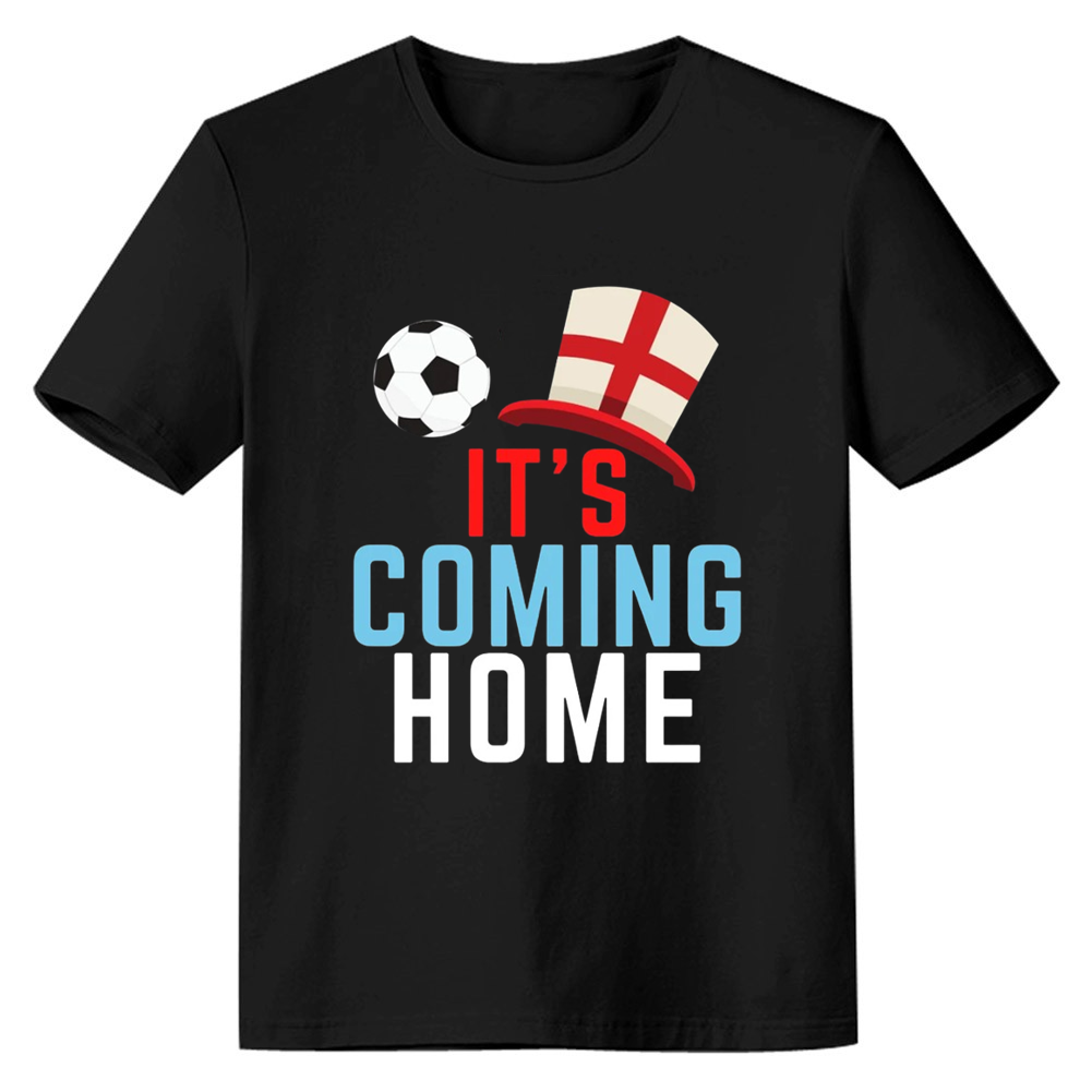 Adult Unisex Football England Fan Its Coming Home Black Soccer T-shirt Costume