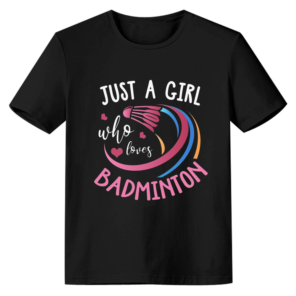 Adult Girl Love Badminton Black Sport T-shirt Costume