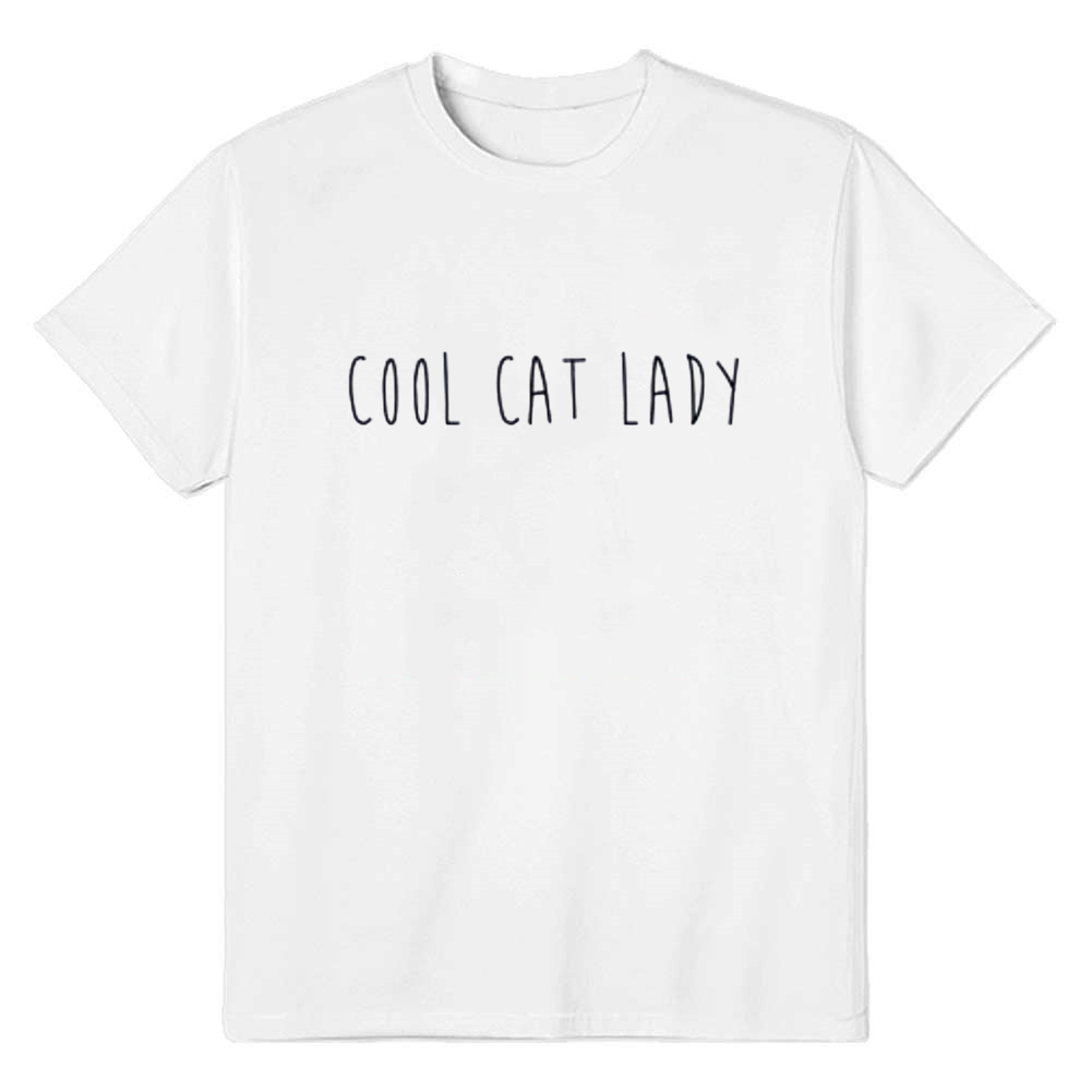 Adult Unisex Cool Cat Lady Cat Pet Lover White T-shirt Costume