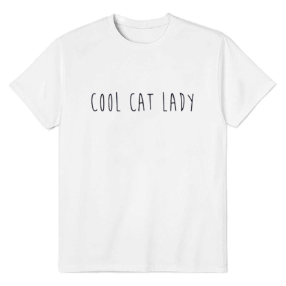 Adult Unisex Cool Cat Lady Cat Pet Lover White T-shirt Costume