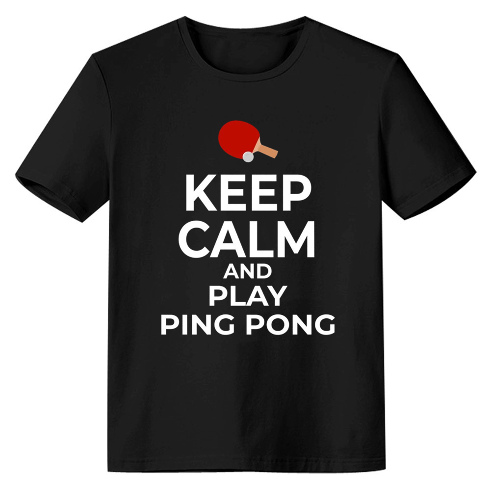 Adult Unisex Keep Calm and Play Ping Pong Sport Lover Black T-shirt Costume