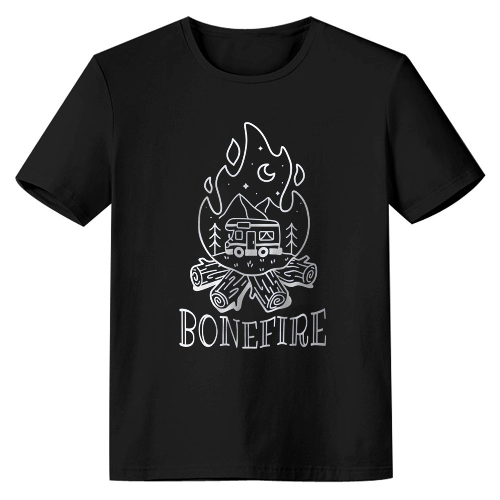Adult Unisex Outdoor Adventure Camping Bonfire Night Black T-shirt Costume