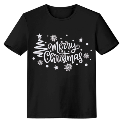 Adult Unisex Merry Christmas Tree Xmas Black Festival T-shirt