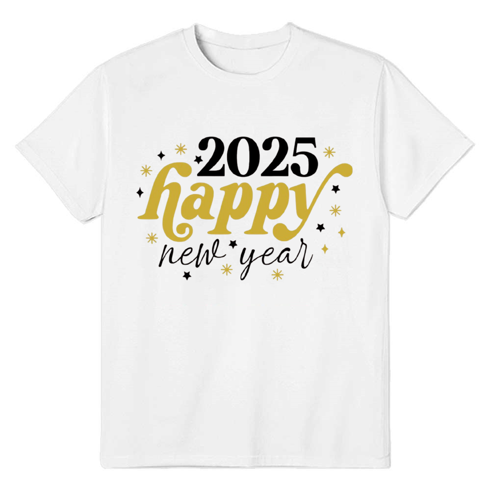 Adult Unisex 2025 Happy New Year White Festival T-shirt