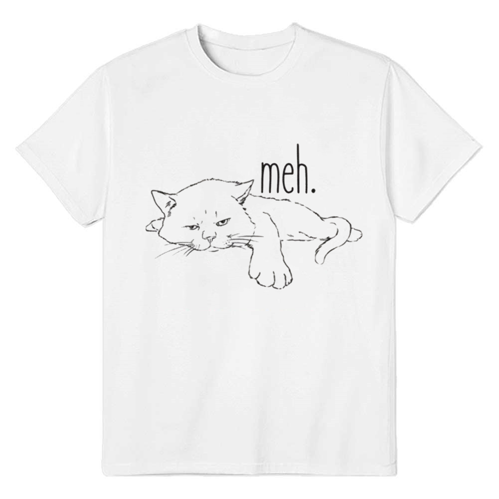 Adult Unisex Bored Cat Sarcastic Funny Pet Lover White T-shirt