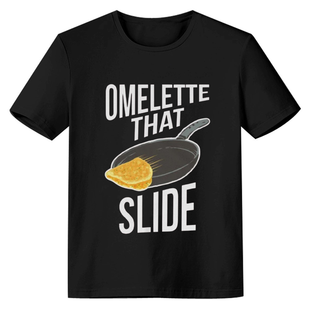 Adult Unisex Omelette That Slide Funny Punny Tee Food Lover Black T-shirt