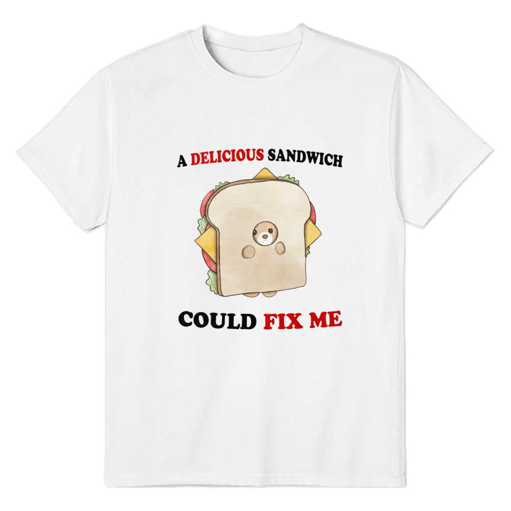 Adult Unisex Delicious Sandwich Food Lover White T-shirt