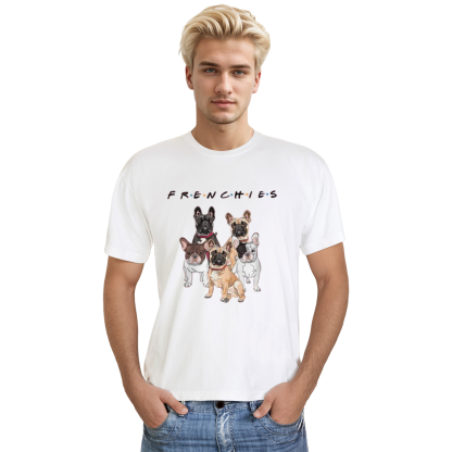 Adult Unisex Friends French Bulldog Frenchies Dog Pet Lover White T-shirt Costume