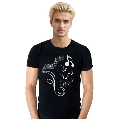 Adult Unisex Music Teacher Note Design Music Festival Black T-shirt Costume
