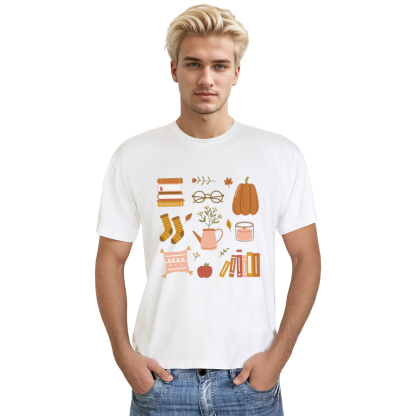 Adult Unisex Fall Essentials Halloween Pumpkin White T-shirt Costume