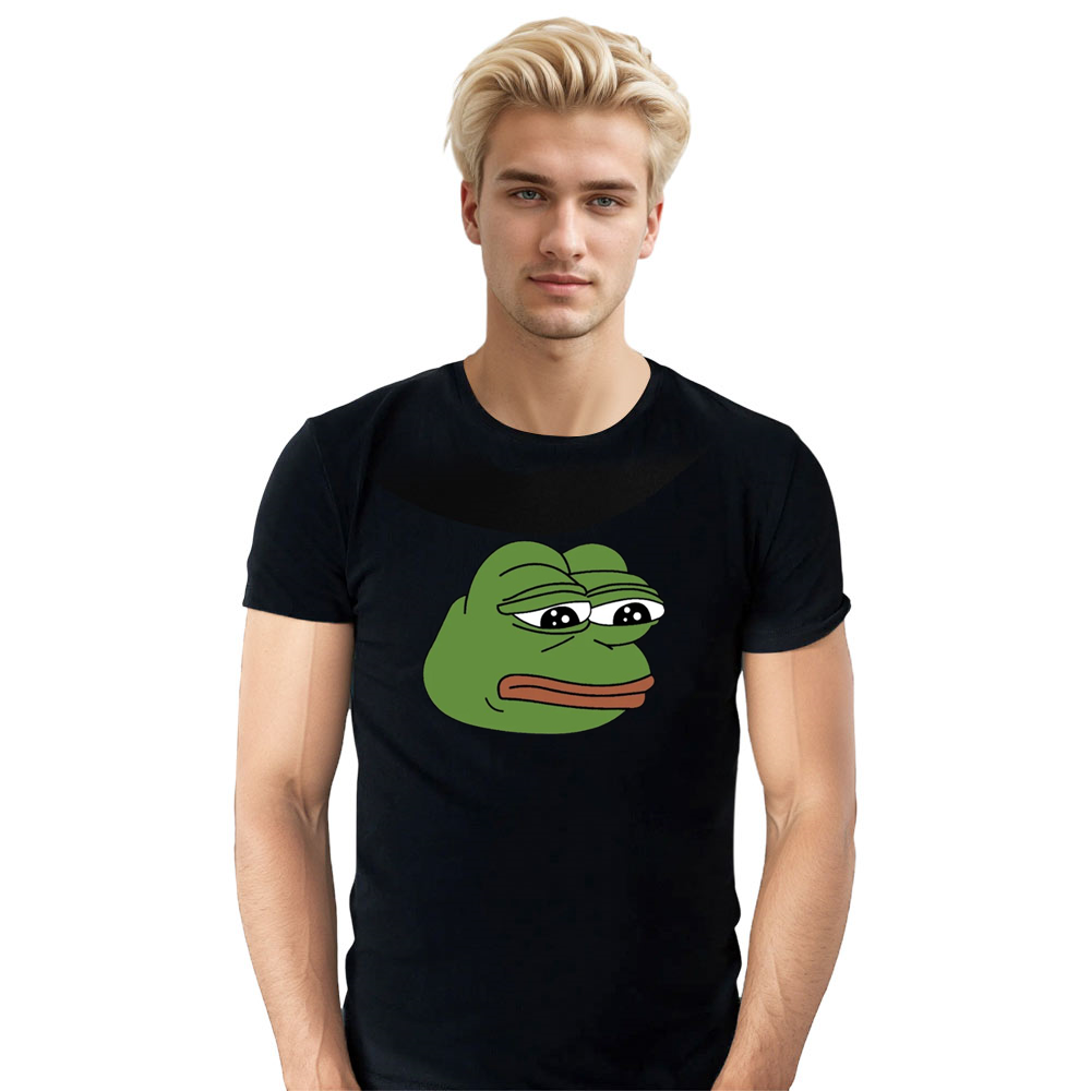 Adult Unisex The Frog Sad Internet Meme Tee Trending Black T-shirt Costume
