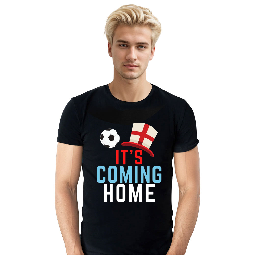 Adult Unisex Football England Fan Its Coming Home Black Soccer T-shirt Costume