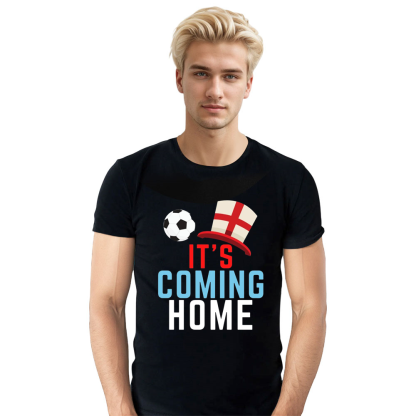 Adult Unisex Football England Fan Its Coming Home Black Soccer T-shirt Costume