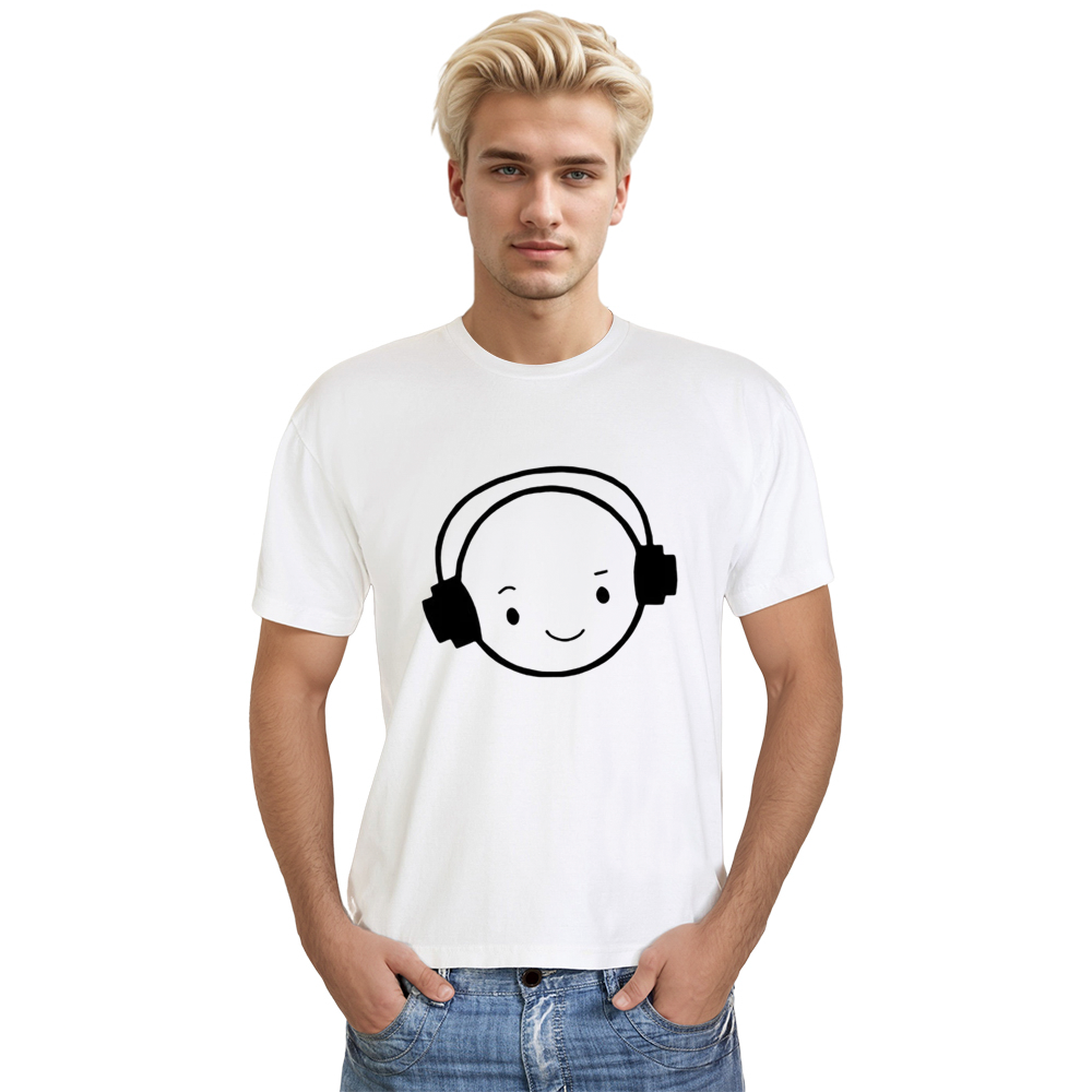 Adult Unisex Happy Face DJ Funny Music Festival White T-shirt Costume