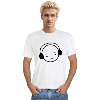 Adult Unisex Happy Face DJ Funny Music Festival White T-shirt Costume