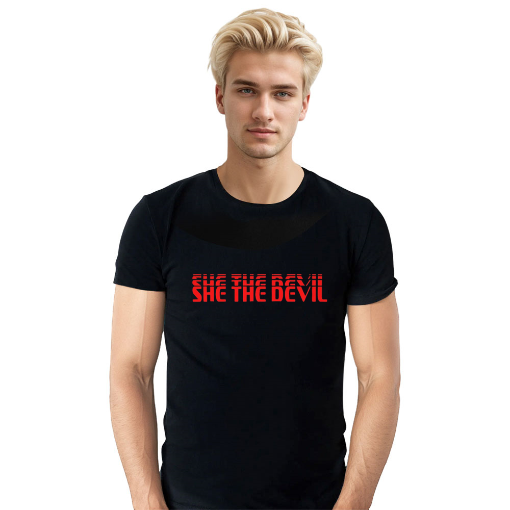 Adult Unisex She The Devil Halloween Black Demon T-shirt Costume