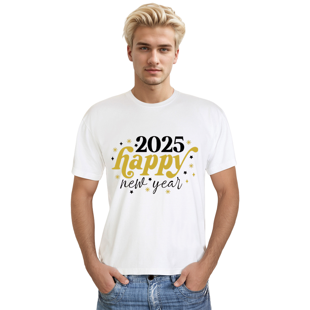 Adult Unisex 2025 Happy New Year White Festival T-shirt