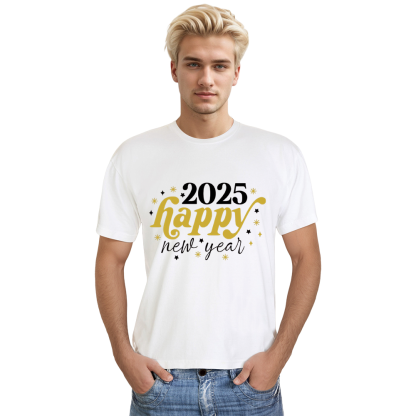 Adult Unisex 2025 Happy New Year White Festival T-shirt