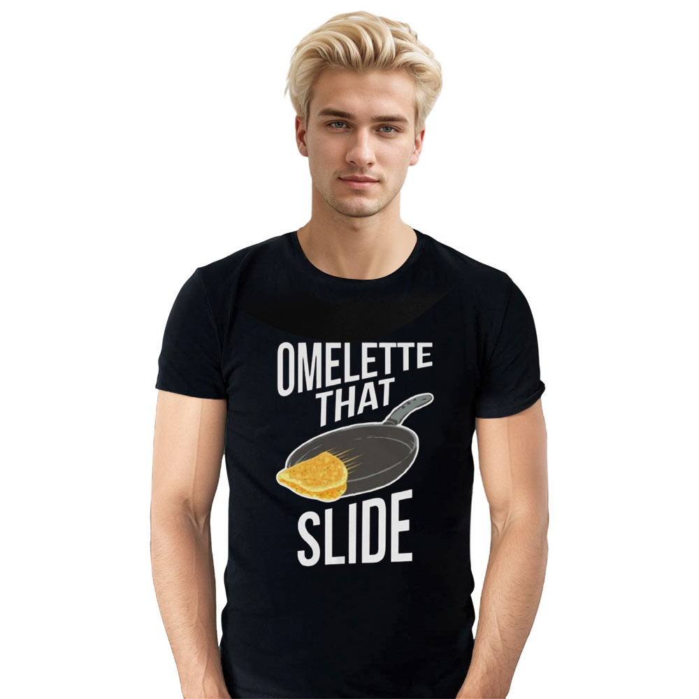 Adult Unisex Omelette That Slide Funny Punny Tee Food Lover Black T-shirt