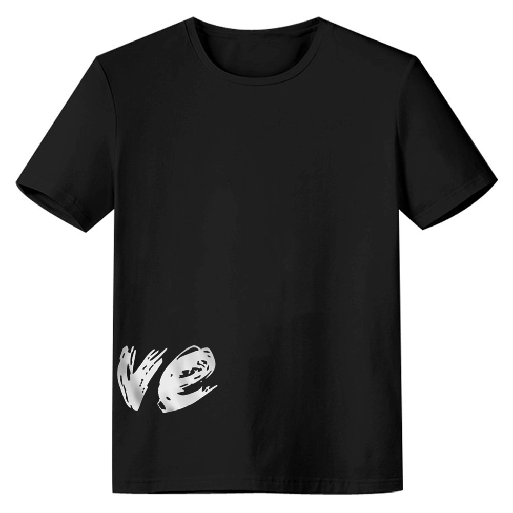 Adult Unisex Letter Love Valentine's Day Couple Tee Black Letter T-shirt