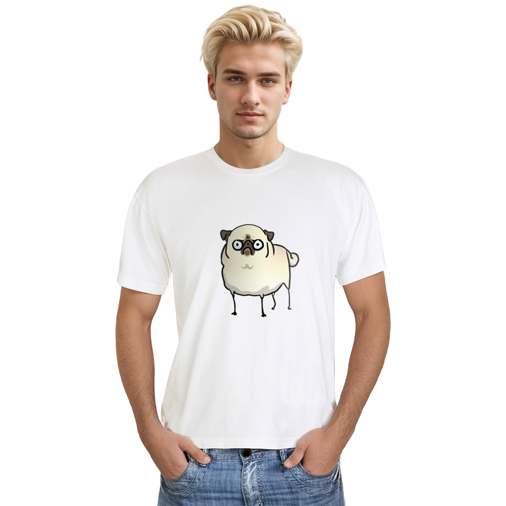 Adult Unisex Angry Pug Dog Pet Lover White T-shirt