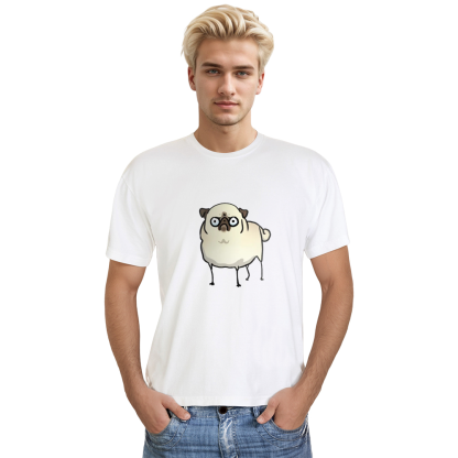 Adult Unisex Angry Pug Dog Pet Lover White T-shirt