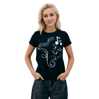 Adult Unisex Music Teacher Note Design Music Festival Black T-shirt Costume