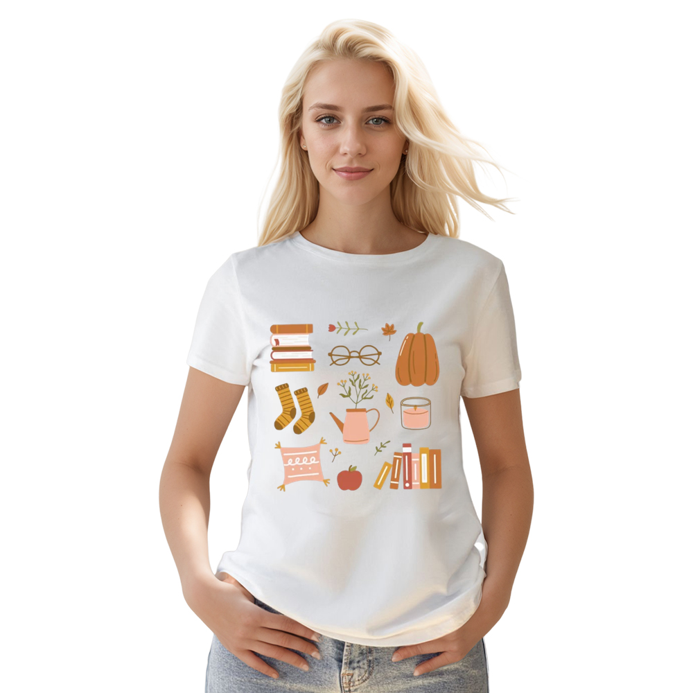 Adult Unisex Fall Essentials Halloween Pumpkin White T-shirt Costume