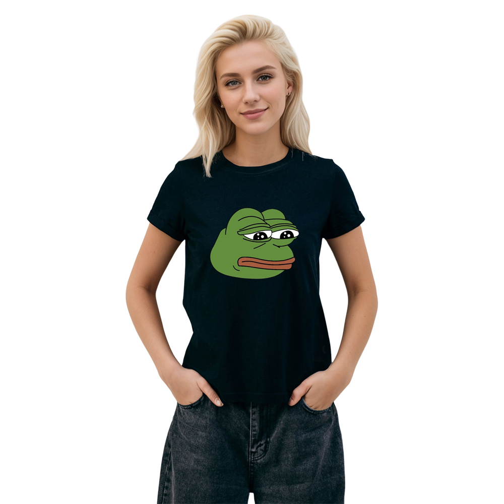 Adult Unisex The Frog Sad Internet Meme Tee Trending Black T-shirt Costume