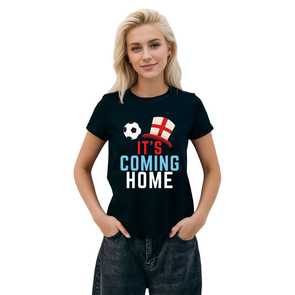 Adult Unisex Football England Fan Its Coming Home Black Soccer T-shirt Costume
