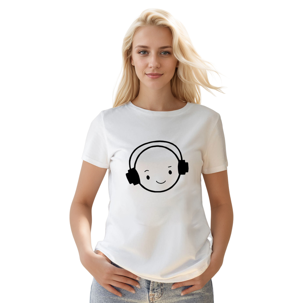 Adult Unisex Happy Face DJ Funny Music Festival White T-shirt Costume