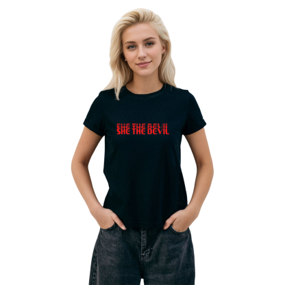 Adult Unisex She The Devil Halloween Black Demon T-shirt Costume