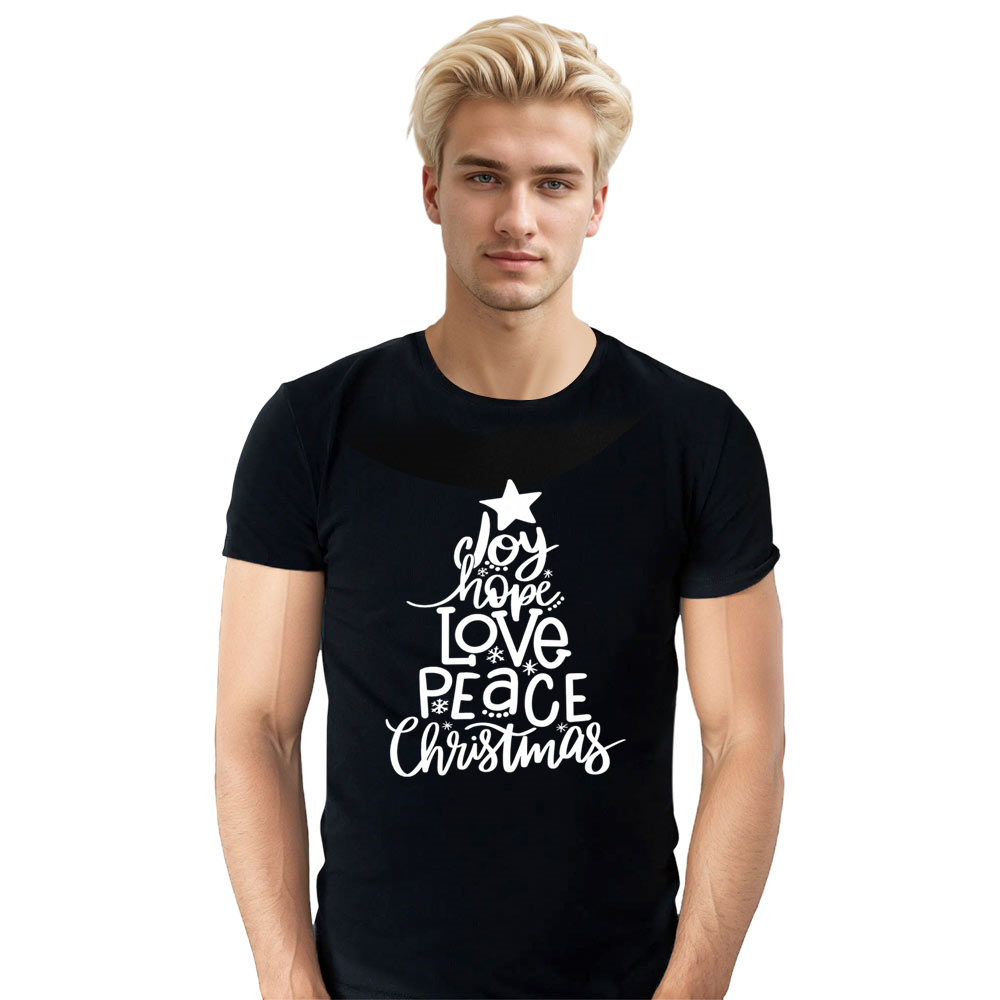 Adult Unisex Xmas Christmas Festival Hope Love Black T-shirt Costume