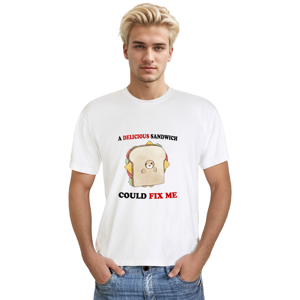 Adult Unisex Delicious Sandwich Food Lover White T-shirt