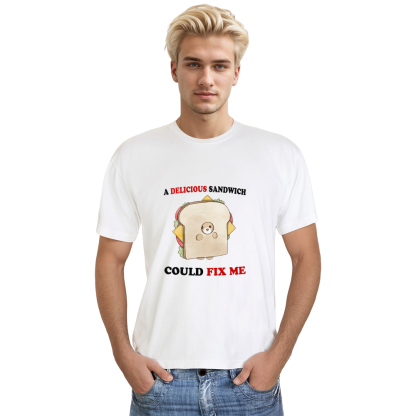 Adult Unisex Delicious Sandwich Food Lover White T-shirt