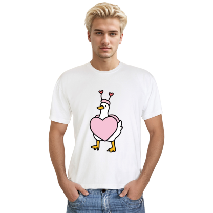 Hearty Duck Adult Unisex Animals Lover Valentine's Day White T-shirt