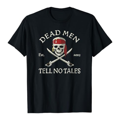 Adult Caribbean Dead Men Pirate Black T-shirt Costume