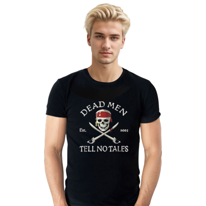 Adult Caribbean Dead Men Pirate Black T-shirt Costume