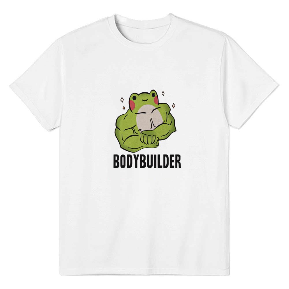 Adult Unisex Funny Gym Frog Animals Lover White T-shirt Costume